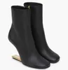 Bottes d'hiver Perfect Boots First Nappa Leather Highheel Highheel Boot Fshaped Toe Toe Goldcolore Metal Party Wdding Lady Boo7662973