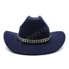 Künstliche Wolle Damen Herren Western Cowboy Hut Vintage Gentleman Filz Fedoras Hüte Cowgirl Kirche Jazz Cap Sombrero Hombre