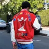 Erkekler Kadın Tasarımcı Deri Ceket İsa Nakış Saint Beyzbol Sokak Giyim Patchwork Mektubu ASAP ROCKY HARAJUKU KOLEJ VARSITY BOMBER CATE ÇİFTLERİ