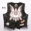 Punk Style live Harley gilet en cuir vestes cuivre boucle hommes laser broderie pièce rock moto cuir veste voulait Applique