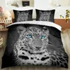 Housse de couette léopard tigre Lion ensemble de literie 3d animal couette garçon s taie d'oreiller