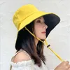 Wide Brim Hats Fashion Summer Visor Cover Face Travel Hat Women Outdoor Double Side Solid Color Cotton Hunting Sunscreen Flat Scot22