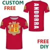 Andorra white t shirt Free Custom Island Flag Emblem Tee Shirts DIY Country strip tee youth clothing Jersey 220616