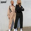 Gagaopt high fashion herfst rompers dames jumpsuit sexy vintage casual kaki lange mouw jumpsuit rompers overalls 210326