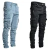 Jeans Hombres Pantalones Casual Algodón Denim Pantalones Multi Pocket Cargo Jeans Hombres Moda Denim Lápiz Pantalones Bolsillos laterales Cargo 220718