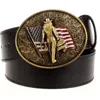 Bälten Wild Personality Men's Belt Metal Buckle Color Western Cowboy American Style Trend for Men Gift Forb22