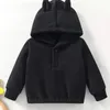 Baby 3D Oor Design Halve Knoop Thermische Hoodie Zij