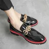 Fashionable Men Loafers Shoes PU Solid Color Low Heel Chain Decoration Fashion Classic Comfortable Business Casual Shoes DH960