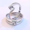 Koper vergulde zilver verstelbaar geliefde paar diamant ringen mannen vrouwen verloving bruiloft vinger sieraden Valentijnsdag jubileum cadeau accessoire