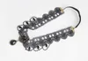 Lolita Black Lace Headband with Pearls Gothic Style Gemstone & Bronze Chain Tassel Lace Headbands Halloween Costume Accessories