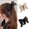Ribbon Bow Hair Clip Solid Color Net Yarn Ponytail Clips Elegant Multi-Layer Bow-Knot Hairpin Barrettes Girls Hair Accessories
