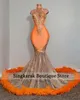 Partykleider Luxus Sexy Meerjungfrau Ballkleider Federn Goldene Perlen Aso Eb 220823