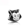 925 Gümüş Fit Pandora Charm 925 Bilezik Beyaz Kardan Adam Baykuş Siyah Kedi Boncuk takılar seti Kolye DIY Güzel Boncuk Takı