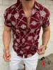 Man casual skjortor olika mönster hawaii kort ärm tryck blus för män trendig lapel sommar utomhus lös mode knapp ner strandfest stil plus storlek blus