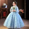 2022 Long Sleeves Little Girls Pageant Dresses Black light blue sequined Jewel Flower Girl Dresses For Teens Formal first Holy Communion Dresses