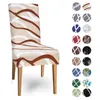 Chair Covers 4/6PCS Soft Geometric Spandex Cover Fit Stretch Kitchen Dining Room For Home Party El Seat WeddingChair CoversChair