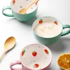 Ceramic Japanese Small Strawberry Painted Mug Nordic Personalizable Hand Painted Mugs Canecas Minimalist Coffee Work Cup II50MKB T200506