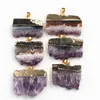 Pendant Necklaces Natural Stone Amethysts Slice Druzys Pendants Purple Crystal Quartz Necklace Male Raw Slab Geode Women 6PCS Fashion Jewelr