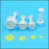 Cake Tools Bakeware Kitchen Dining Bar Home Garden Wholesale- 4Pcs/Lot Round Plastic Fondant Plunger Cutters Mold Cookie Cutter Christmas
