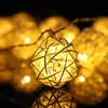 Cordes 40LED coton guirlande lumineuse 220V noël fée boules de rotin décoratives lampe blanc chaud fête mariage jardin guirlandeLED LED