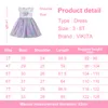 VIKITA Filles Papillon Robes Enfants Paillettes Costumes Enfants Flare Manches Vestidos Toddler Robe Colorée Vêtements D'été 220426