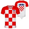 Хорватия футболка DIY Бесплатное название номера номера HRV футболка нация флаг Хорватская страна Hrvatska Republic Print P O Clothing 220615GX