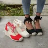 Sandalen Comemore Vrouwen Espadrille Muilezels Comfortabele Lace Up Dames Vrouw Hak Casual Schoenen Op Hakken Dansen Meisjes Wiggen Pompen