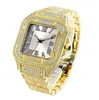 Skala Missfox Roman Trendy Hip Hop Square 8mm Thin Dial Mens Watches Luxury Gold Watch Full Diamond Excelle Quartz Movement Two Tone