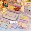 Bento Boxes Kawaii Portable Déjeuner Pour Filles École Enfants En Plastique Pique-Nique Micro-ondes Alimentaire Avec Compartiments Conteneurs De Stockage 220922