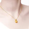 Collier pendentif en or jaune sable 18 carats pour femmes, bijoux fins, cadeau d'amour, chaîne en or, colliers d'élan de noël