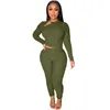 Women's Two Piece Pants Women's Spring Winter Women Casual Fashion Solid Color Super Crater Strip One-shoulder Sports Two-piece Set