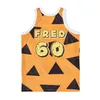 Movie College The Flintstones 60 Fred Basketball Jersey 90s Hip Hop University All gestikte teamkleur Geel voor sportfans High School Uniform Uitstekende kwaliteit