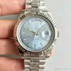 Montre pour hommes, mouvement automatique, balayage bleu glacé, montres mécaniques, argent, acier inoxydable, cristal saphir, montre-bracelet pour hommes