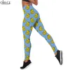 Żółte kaczki wzorzyste na nogach Pencil Penci żeńskie fitness Jeggings Women Lady Streetwear trening W220616