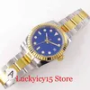 Rollenx uxury Watch datum GMT OLEX BLIGER 36mm gecanneleerde ringblauw tweekleurige gouden miyota 8215 automatische heren pols lichtgevende hand oesterband glijden