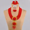 Halsband örhängen set majalia mode nigerianska bröllop lady smycken orange kristall afrikansk ls-11Arrings