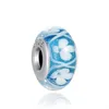 925 Silver Fit Pandora Charm 925 Браслет Murano стеклянные бусины синие красные розовые зеленые пурпурные белые чары набор подвеска