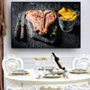 Coltello e forchetta Carne Verdura Cucina Tela Pittura Cuadros Poster e stampe scandinavi Wall Art Food Picture Living Room