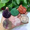 Dekorativa föremål Figurer Naturliga conch Hand snidande kristallfluorit Aventurine Rose Quartz Flower Agate Healing Stone för presentdekora