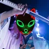 LED Halloween Mask Mixed Color Luminous Glow in the Dark Mascaras Halloween Anime Party Cosplay Masques El Wire Demon Slayer Fox 0728