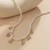 Chokers Cute Imitation Pearl Chain BABY Letters Choker Necklace For Women Girls Gold Trendy Crystal Charms Collar NecklaceChokers Godl22