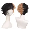 Pelucas sintéticas de pelo Cosplay peluca masculina rizada corta negro blanco amarillo medio Cosplay disfraz de anime pelucas de Halloween pelo sintético con 2182586