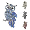 Broche de coruja coreano na moda liga de zinco imitação rhinestone azul broche pino mulheres homem presentes acessórios