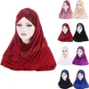 Jersey elastico fronte croce Hijab sciarpa musulmana Glitter pronto da indossare Hijab istantaneo Turbante Femme Musulman Foulard arabo