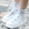 Långa stövlar skor täcker vattentät tjockare unisex färgglada barn vuxna skyddare regn för utomhus återanvändbar 220427