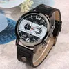 Men Watch Bracelet Set Black Leather Quartz Wristwatches Luxury Watches Business Clock For Boyfriend Husband Reloj Hombre