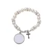 Moda sublimación en blanco DIY encanto redondo con cuentas cruz pulsera transferencia impresión amor pulsera para hombre para mujer Acción de Gracias Día de San Valentín Recuerdo Regalo familiar