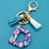 Porte-clés Lettre Porte-clés Charmes Pour Femmes Coloré Alphabet Glands Pendentif Bague Accessoires Bijoux À Bricoler Soi-Même CadeauxKeychains Forb22