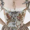 Floral Beach Party Sexy Bustiers Crop Women Backless Bandage French Vintage Halter Top Korean Fashion Boho Lace med Corset 220318