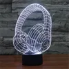 Night Lights AUCD 3D Cartoon Headphones Lamp Colorful Acrylic Home Bedroom Decoration Kids Gift -108